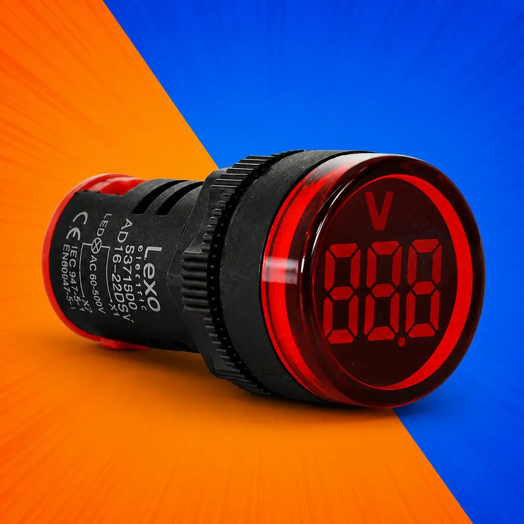 LÁMPARA PILOTO ROJO LED C/VOLTÍMETRO 60-500V 16MM LEXO