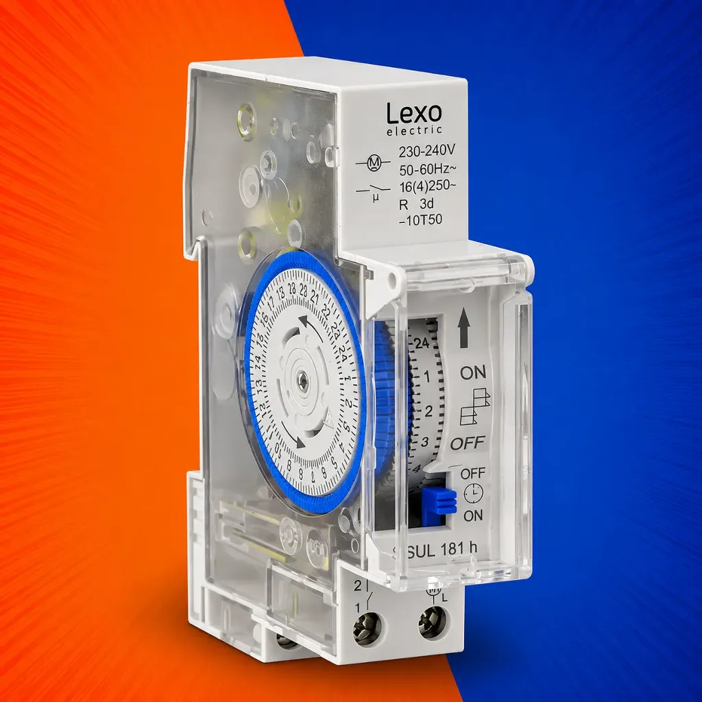 INTERRUPTOR HORARIO ANÁLOGO C/RES 72 HRS 16A 220V 1000W R/DIN LEXO