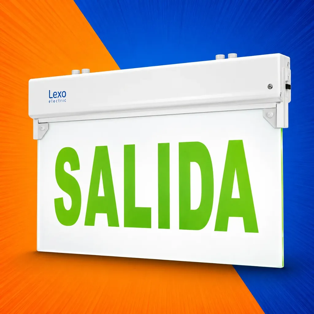 BANDEROLA SALIDA LED LETRAS VERDES LEXO