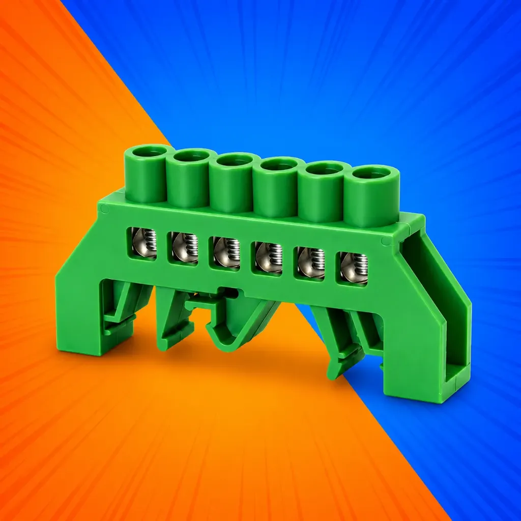 BARRA CONEXION R/DIN 8P VERDE BEKAM
